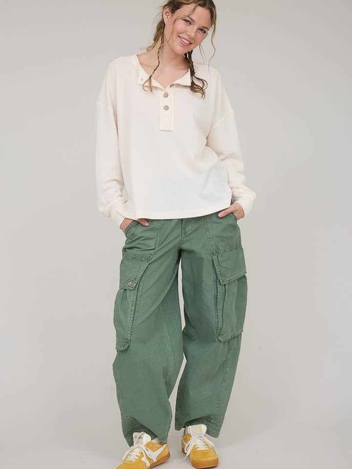 Blu Pepper - Wholesale Knit Top - Women's - RIBBED HENLEY LONG SLEEVE KNIT TOP4