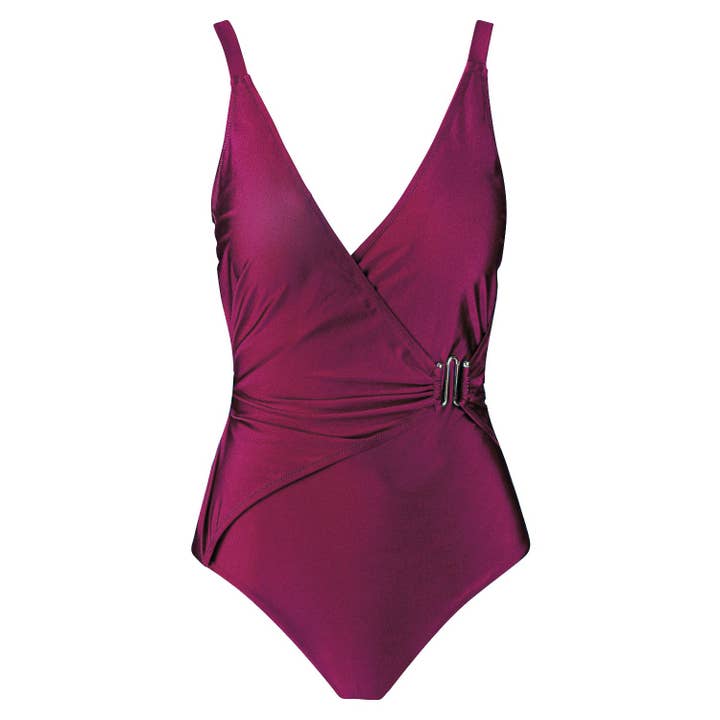 Eva Mock-Wickel-Badeanzug in Bordeaux für den Großhandel von Seaspray Swimwear