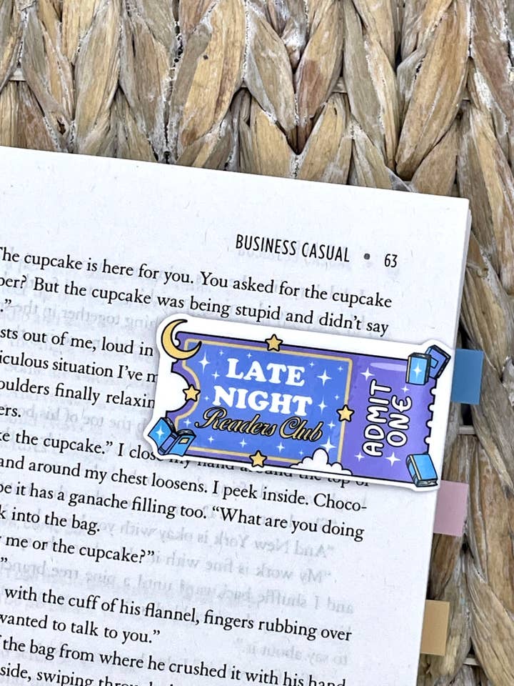 Late Night Readers Club Ticket | Magnetic Bookmark for wholesale by YGG Threads