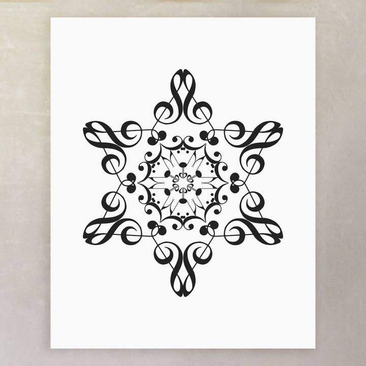 Flocon de neige #3 Note de musique Fêtes Art Imprimé pour la vente par Erin Heaton Art