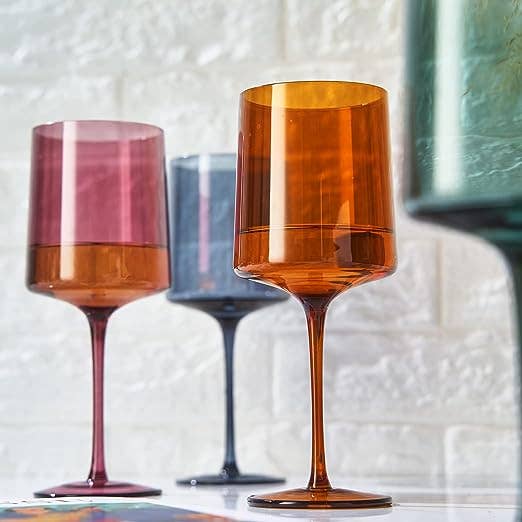 The Wine Savant / Khen Glassware – wholesale Vinglas – Färgade fyrkantiga kristall vinglas Set med 4 stora 13,5 oz