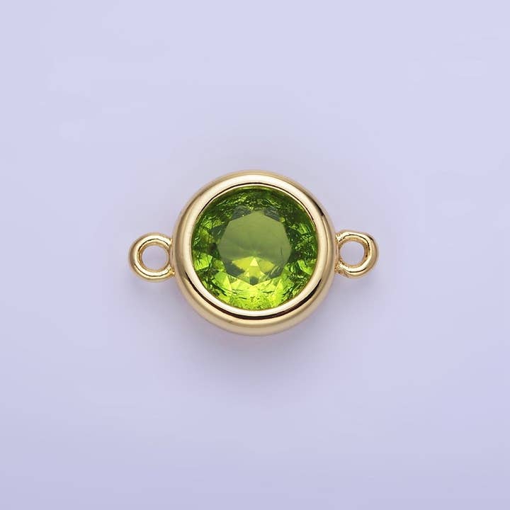 Aim Eternal - Wholesale Individual Charm/Pendant - 14K Gold Filled Birthstone CZ Round Bezel Connector | G937 - G94411