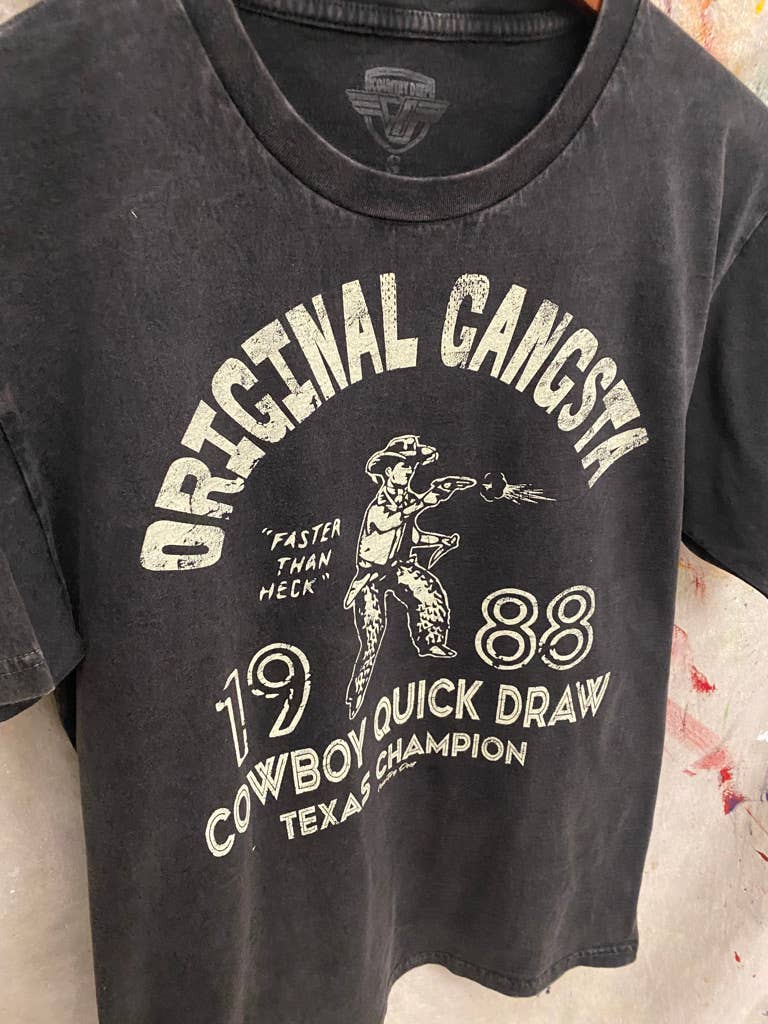 Country Deep Apparel - Wholesale Screen Printed T-Shirt - Unisex - Original Gangsta Acid wash Relaxed Tee  1