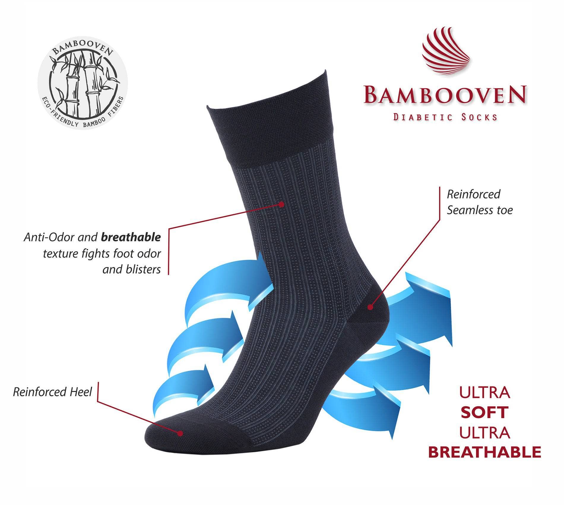 Bambooven - Wholesale Socks - Men's - Men’s Bamboo Dress & Trouser Socks 'Black" 8-Pack - 6336