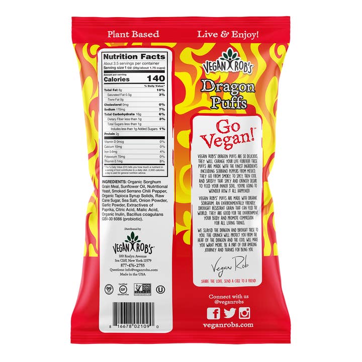 Vegan Robs - Wholesale Puffed Snack - Dragon Puffs (3.5oz)