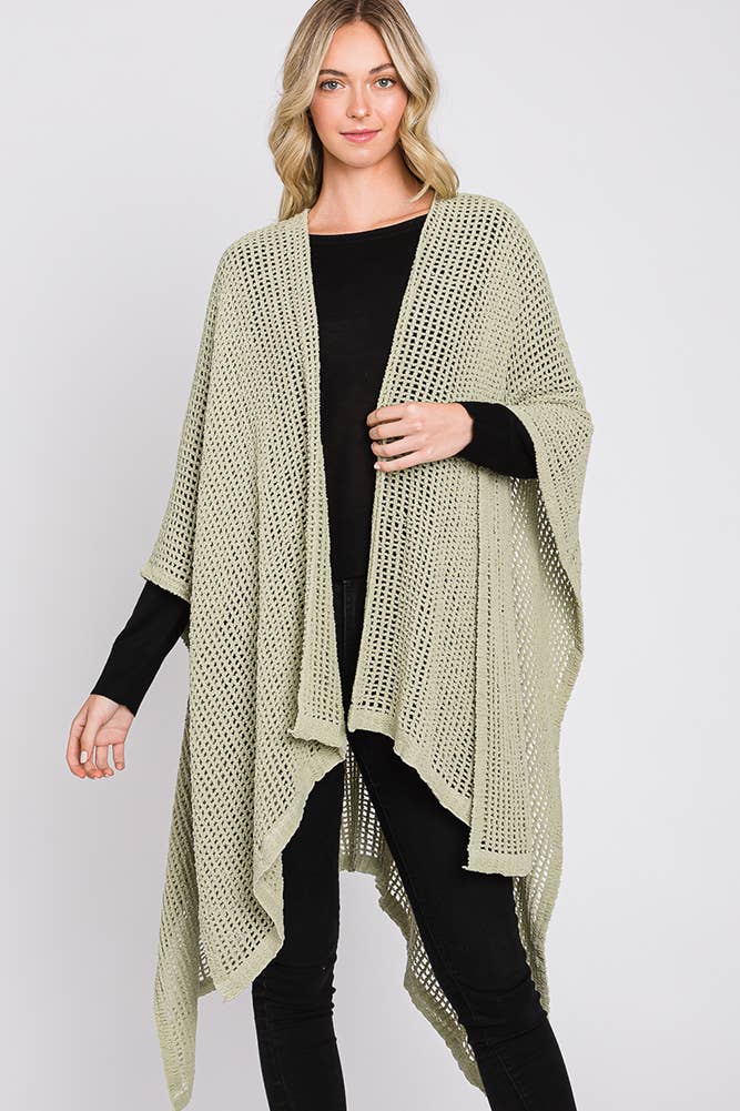 Hana - Wholesale Cardigan - Dames - Solid Chenille Crochet Ruana4