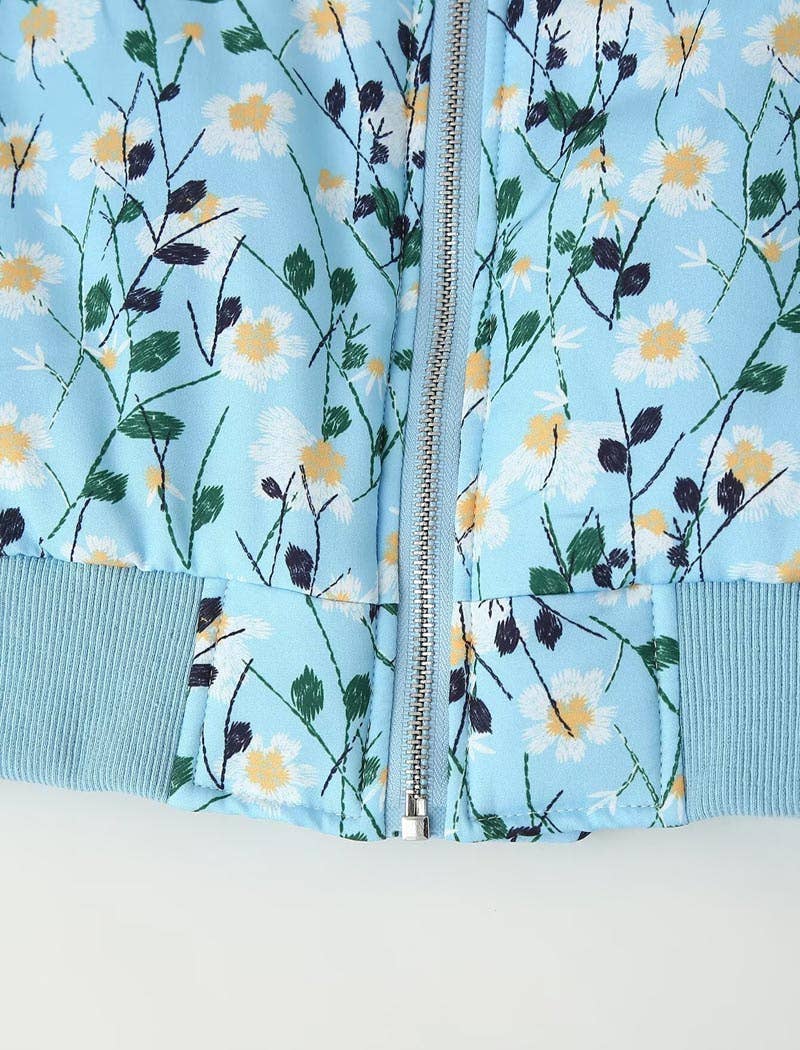 safistyle – wholesale Bomber jacket – Women’s – Floral Print Zipper Bomber Quilted Jacket4