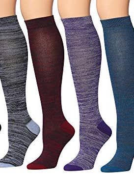 Tipi Toe Women's 6 Pairs Colorful Patterned Knee High Socks (KH175-B) for wholesale by Gold Hose LLC