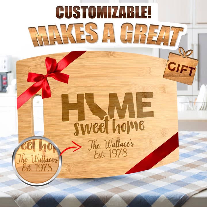 Bamboo Engraved Cutting Board - Personalized for wholesale by Sweet Customs By Hannah