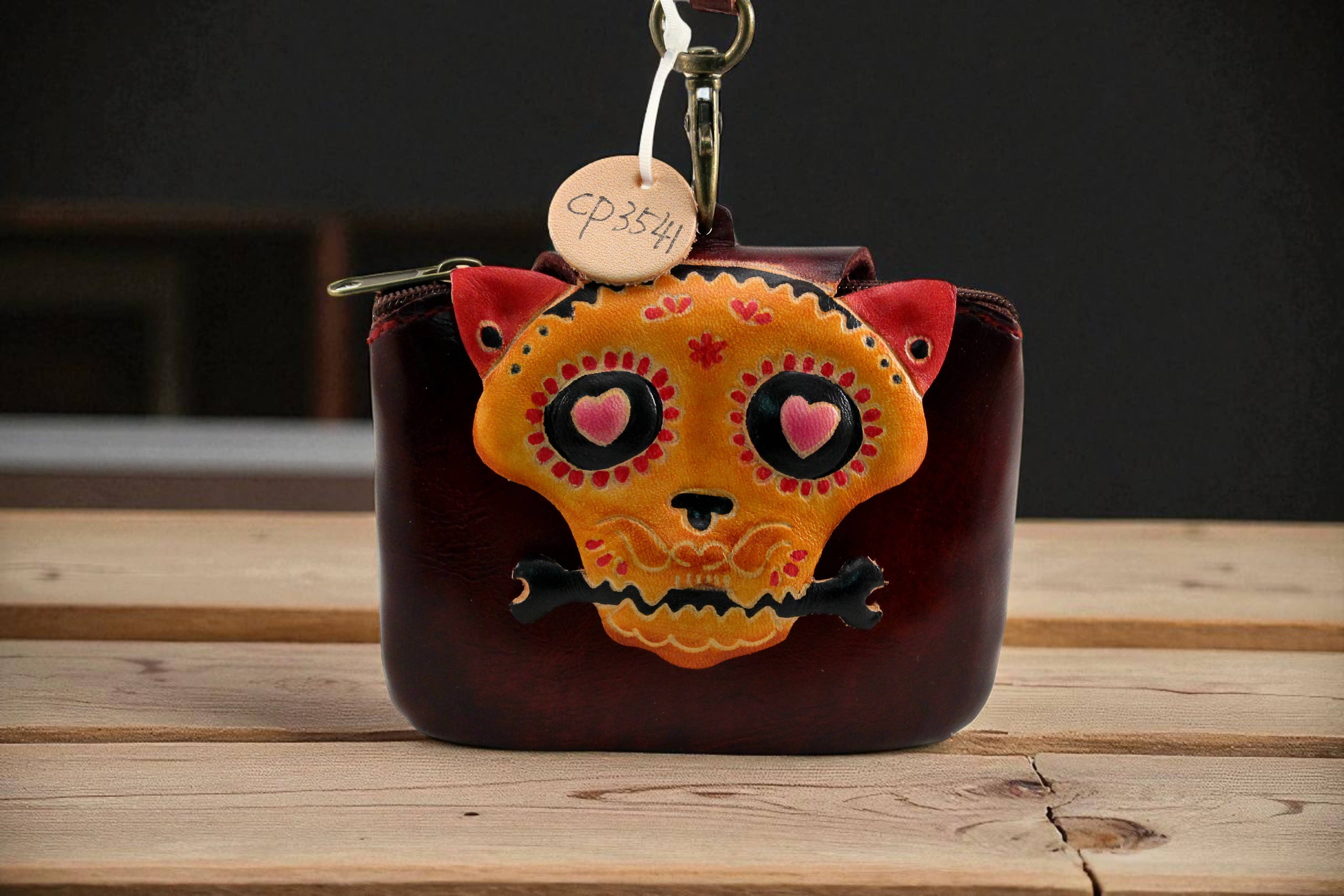 Sunflower Handmade leather inc – wholesale Coin purse – Women’s – Cp3541 Handmade Leather Skull Coin Purse3