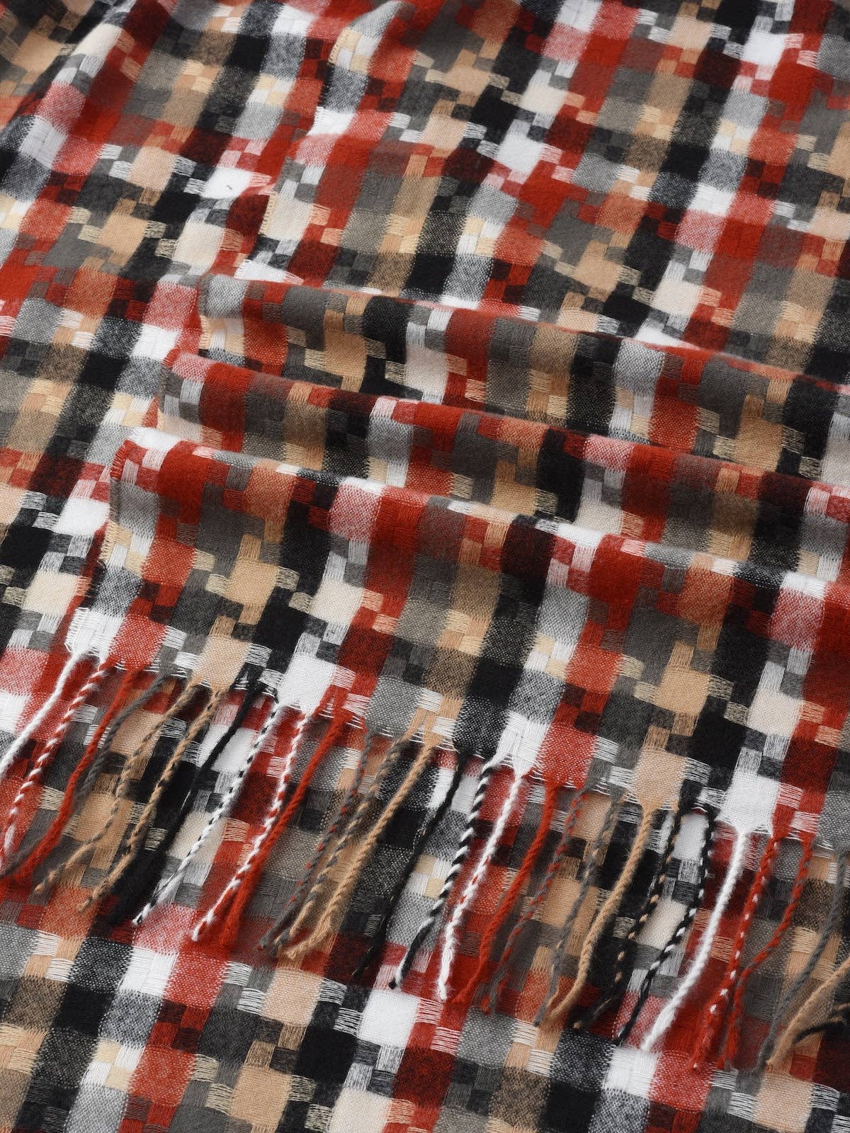 Funkyrel® Atzbranding Limited - Wholesale Sjaal - Dames - Scarvii – Pixel Ruitjes Sjaal met Franjes1