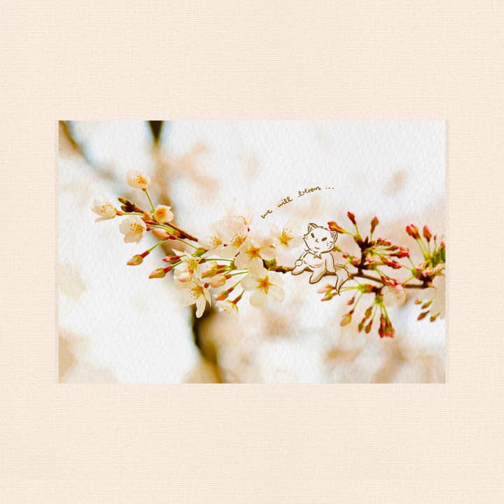 Floreceremos - Gato en postal de flor de cerezo para venta al por mayor de bao by andrea