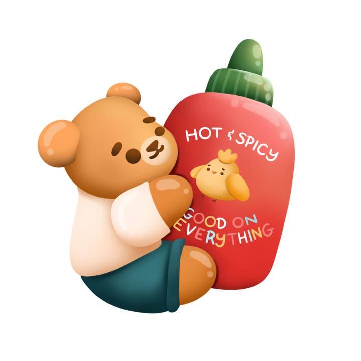Hot Sauce Bear Sticker; Asian Food Sticker; Asian Sticker for wholesale by DoodlesbyIndy