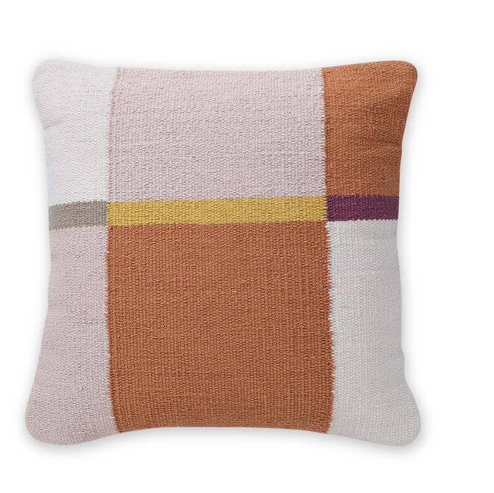 Casa Amarosa - Wholesale Throw/Decorative Pillow - Geometric Accent Pillow, White & Brown - 18x18 Inch  0