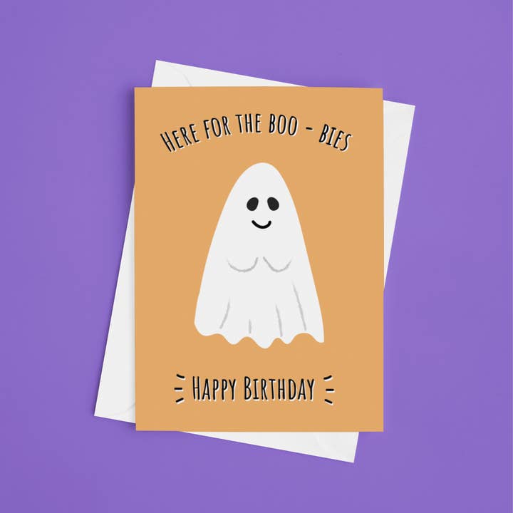 Here For The Boo Bies 5x7 Halloween Card for wholesale by Laura Lonsdale