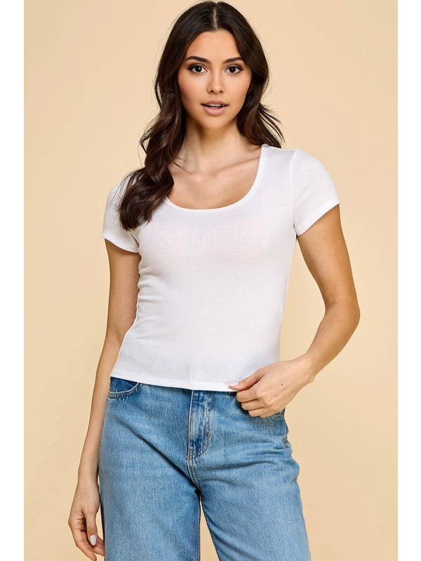 MIO WHOLESALE – wholesale T-shirt – women's – JRUN01 RIB CREW NECK TOP