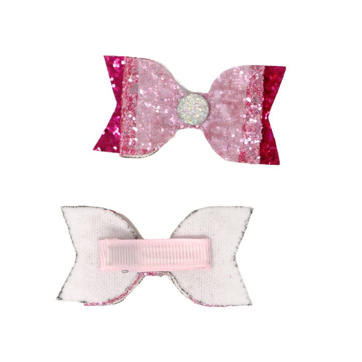 Pink Poppy - Wholesale Hair clip – Child - Dreamland Glitter Bow Hair Clips - (Pack Size: 6)3