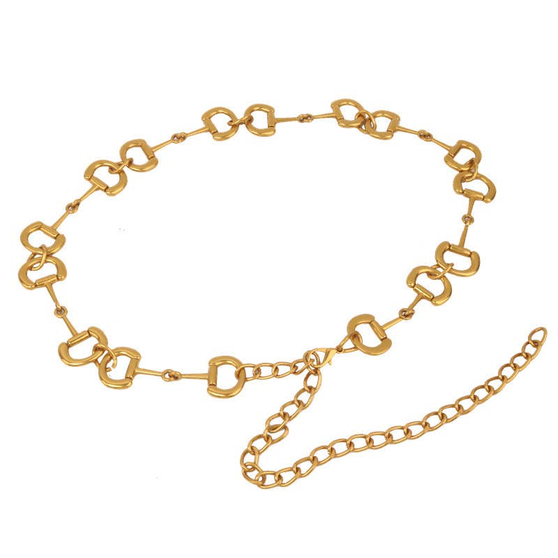 HoopLa - Wholesale Belt - Women's - Equestrian Snaffle Bit Chain Belt- Vintage Gold- Waterproof3