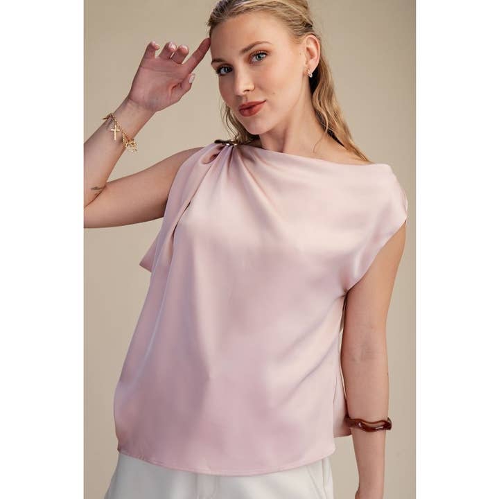 Top a spalla effetto satin da donna per la vendita all'ingrosso da parte di Upmost
