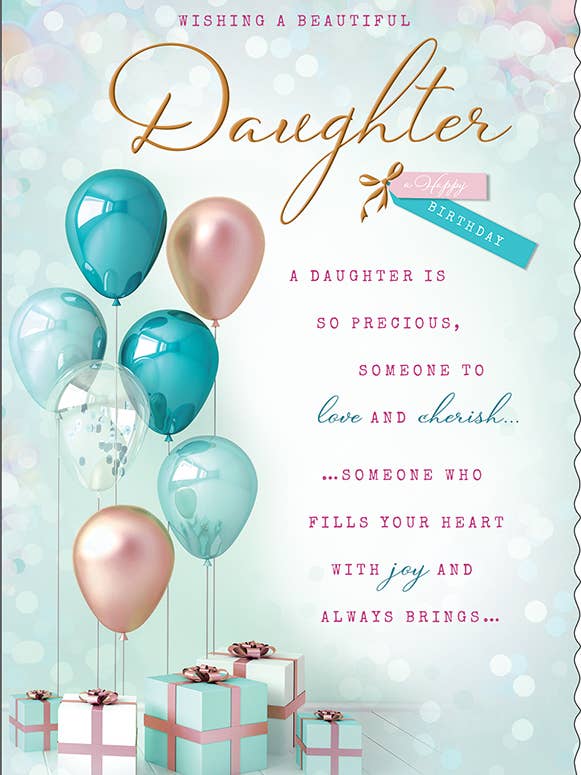 Cartão de Aniversário, Filha, Balões por atacado de Piccadilly Greetings