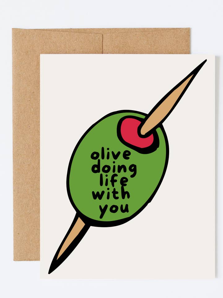 I Love/Olive Doing Life With You - Romantic Greeting Card for wholesale by Howdy Partner Paper Goods