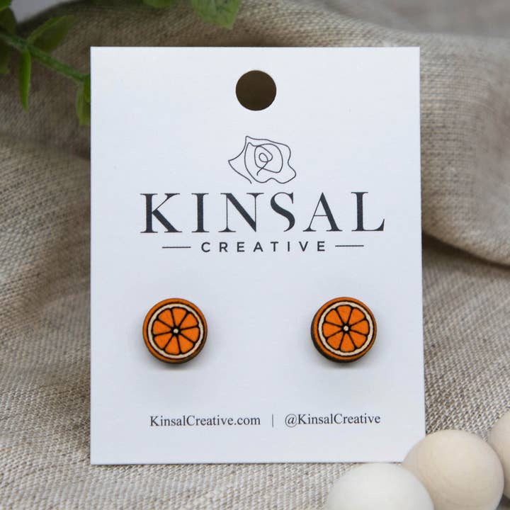 Pendientes de madera con rodaja de naranja para venta al por mayor de Kinsal Creative