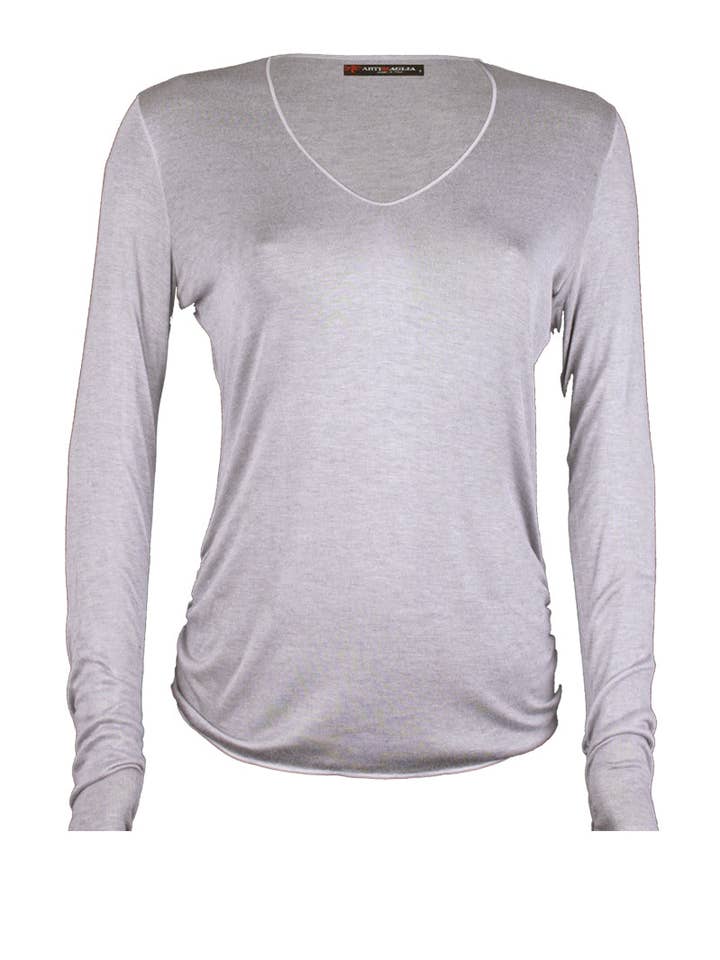 768 04 Langarmhemd mit V-Ausschnitt aus Kaschmir-Viskose für den Großhandel von Madiva