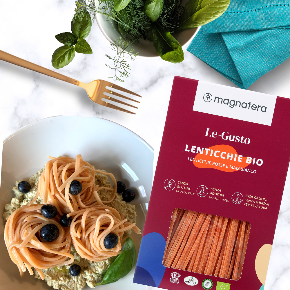 magnatera Pangea srl - Wholesale Pasta - Glutenvrije tagliolini met biologische rode linzen en witte maïs, gemaakt in Italië4
