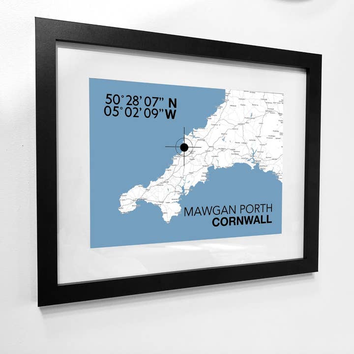 Mawgan Porth Landmark Map for wholesale by SeaKisses