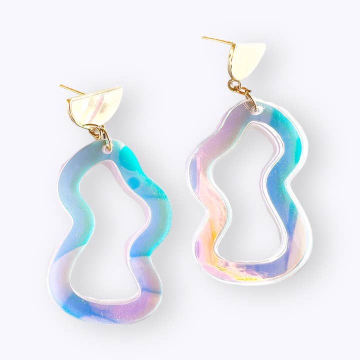 Brincos com formas em plástico reciclado colorido por atacado de All Things We Like