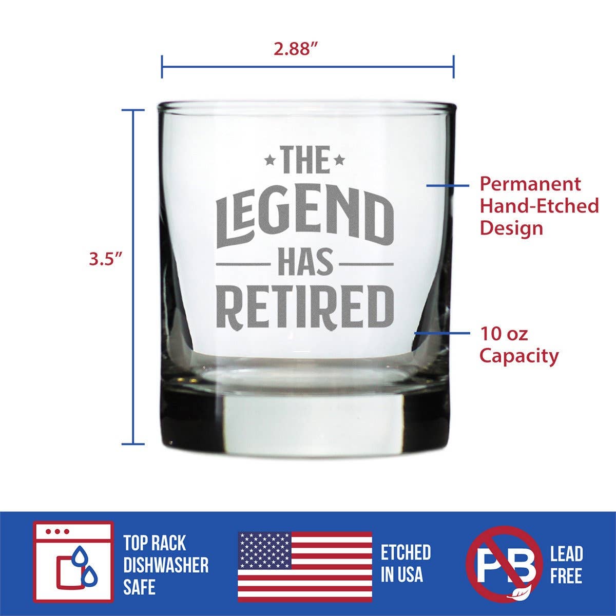 bevvee - Wholesale Cocktail/Liquor Glass - Legend Has Retired Whiskey Rocks Glass - Retirement Gifts5