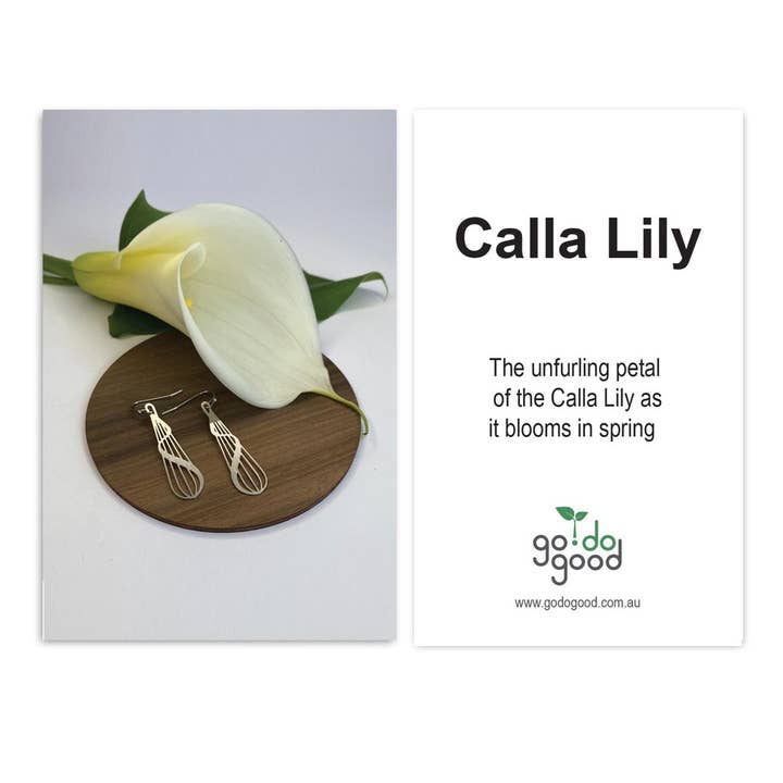 Go Do Good - Wholesale Dangle earrings - Calla Lily Silver Dangle Earrings7