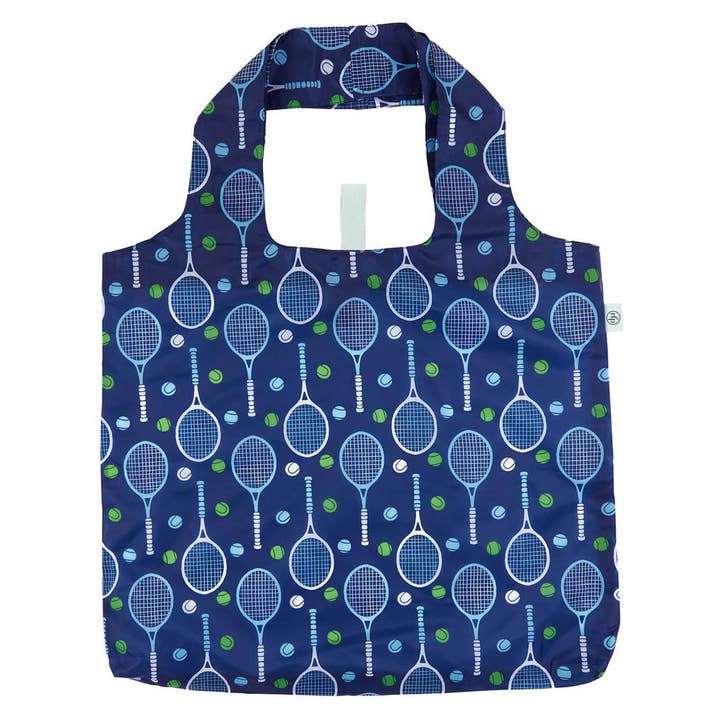 Tennis Navy blu Reusable Shopping Bag for wholesale by rockflowerpaper