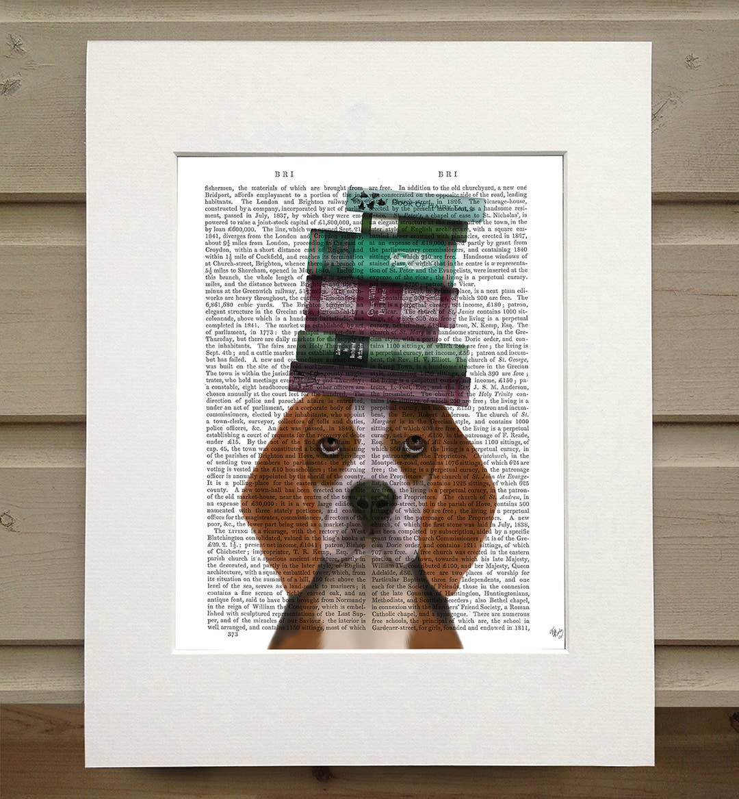 FabFunky Ltd - Wholesale Art Print - Beagle and Books Dog Book Print / Art Print / Wall Art0