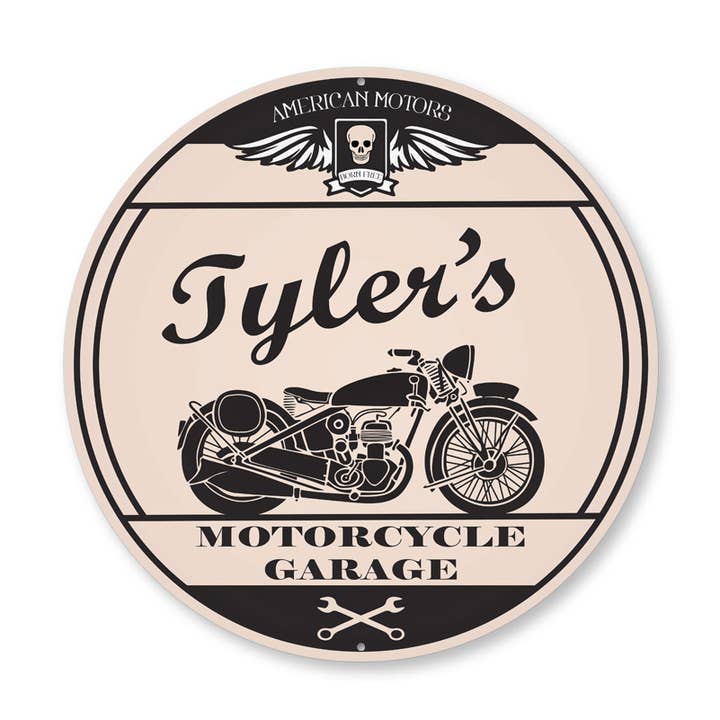 Custom American Motorcycle Garage Sign for wholesale by Lizton Sign Shop, Inc