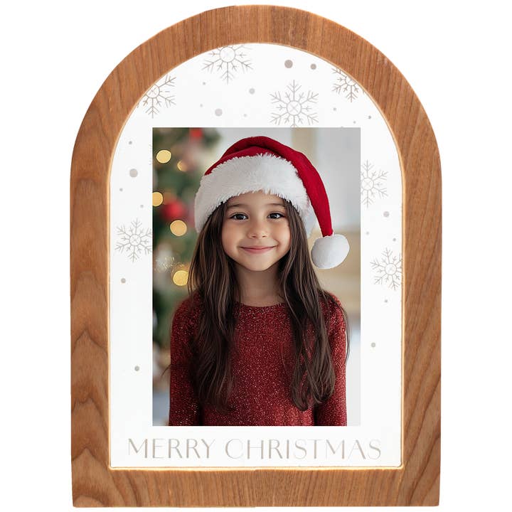 Merry Christmas 4" x 6" Arched Wood Picture Frame for wholesale by Neil Enterprises