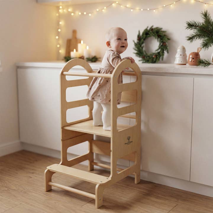 Premium Wooden Montessori Learning Tower | Adjustable Helper for wholesale by Forest Kids