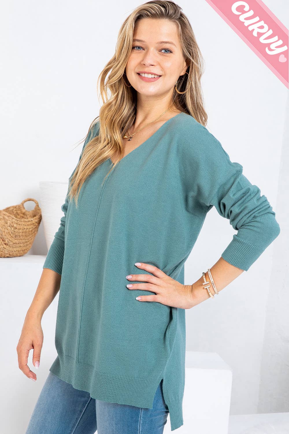 Sweet Lovely by Jen - Wholesale Tunic Sweater - Women's - PLUS SIZE  COZY KNIT SWEATER22