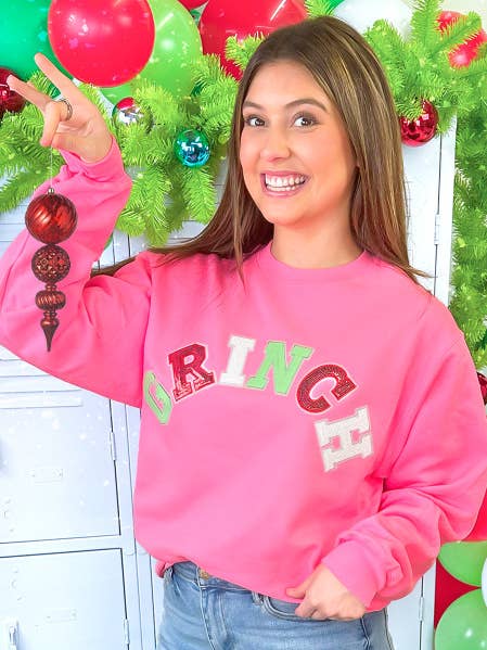 Grinch Sequin Graphic Sweatshirt for wholesale by Sugar Stitch