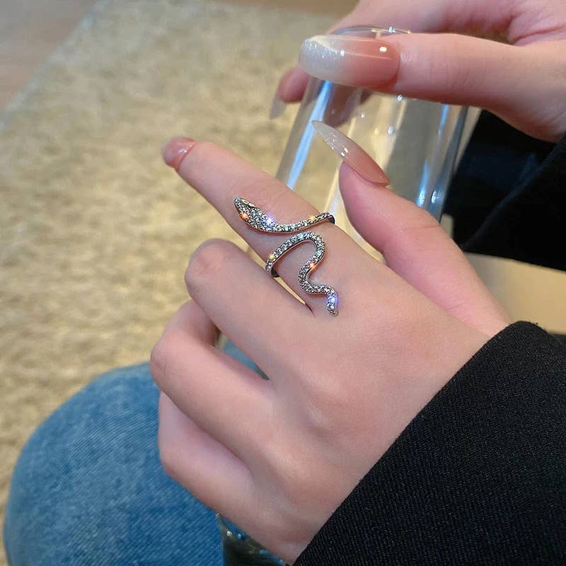 Gemscape UK - Wholesale Cocktail/Statement Ring - Open Snake Ring - Studded4