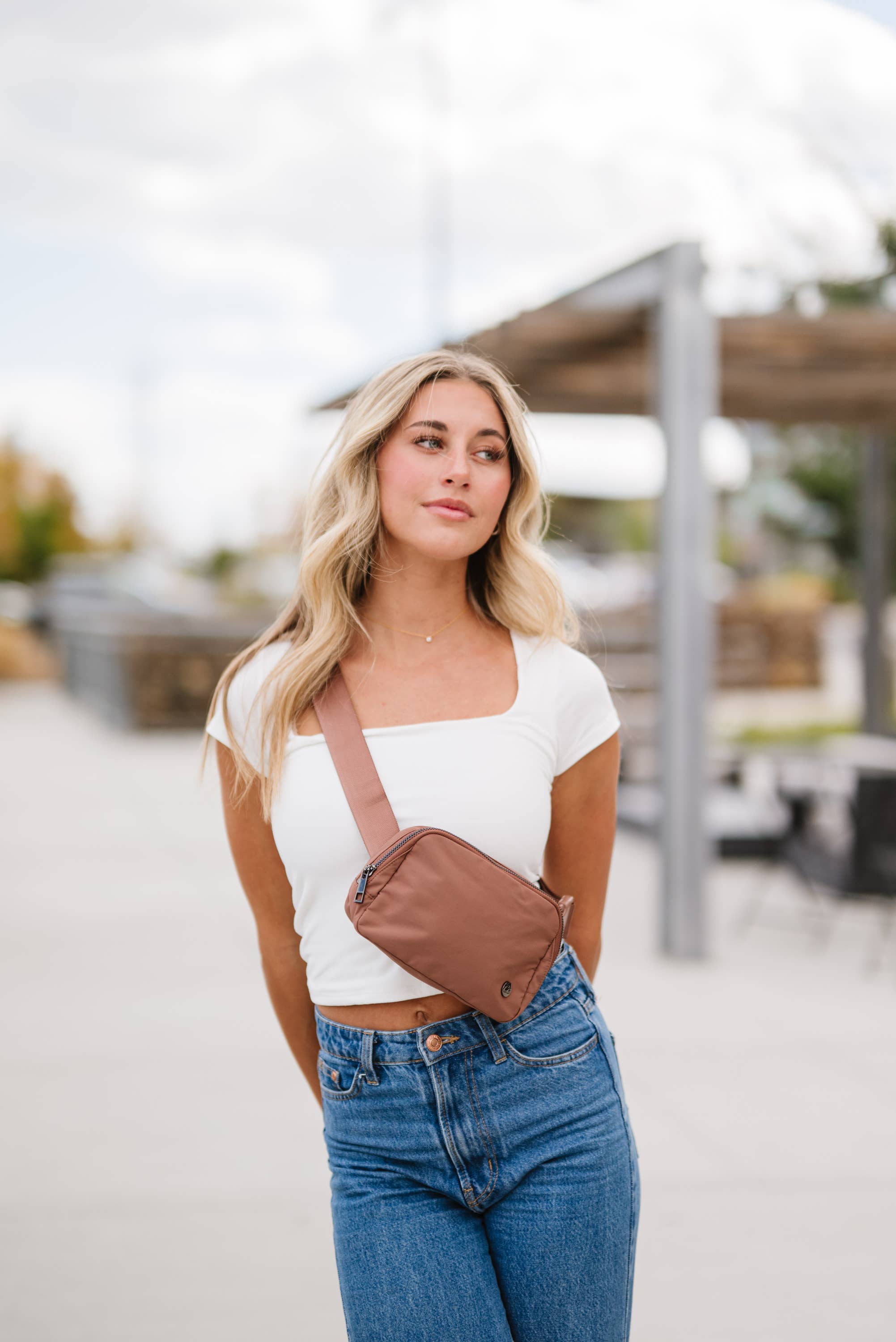 The Classy Cloth WS - Wholesale Belt Bag - Women's - Nylon Belt Bum Bag - Mocha RTS4