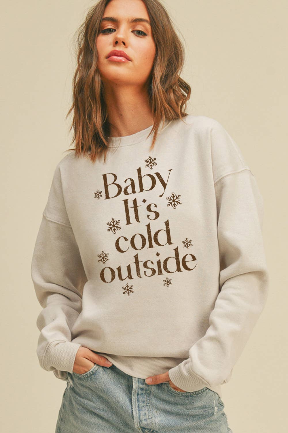 Honestee - Wholesale Sweatshirt - Women's - Baby It's Cold Outside Long Sleeve Sweatshirt2