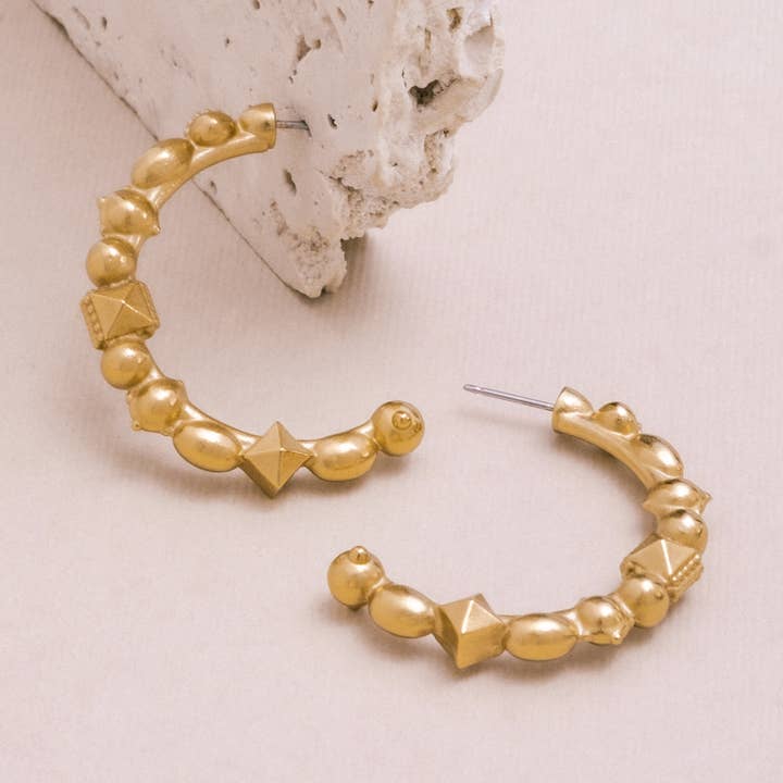 Sarka + Cleo - Wholesale Hoop Earrings - Gold Tribal Hoop Earring