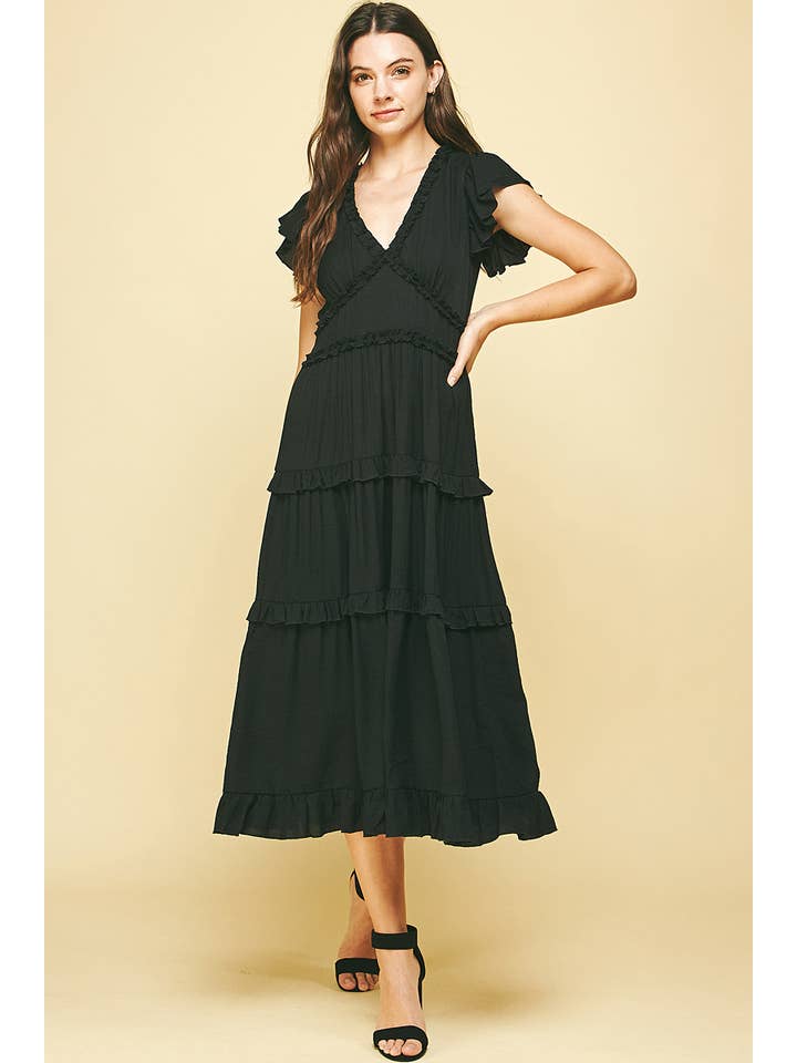 PINCH - Wholesale Dress - Women's - RUFFLED TEA LENGTH DRESS - 3597D6