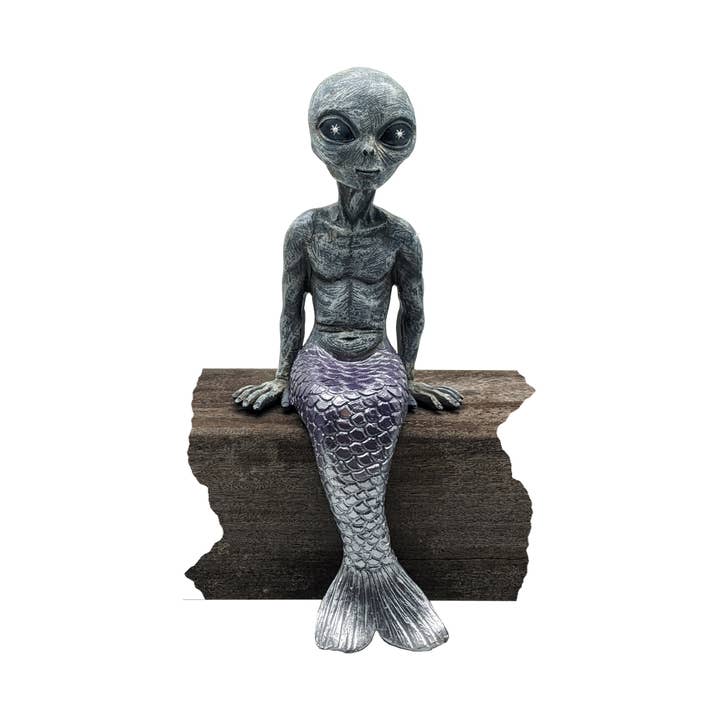 John Bernard & Company - Wholesale Decorative figurine - Mermalien Dude 10 inch Tall Merman Alien Statue Shelf Sitter