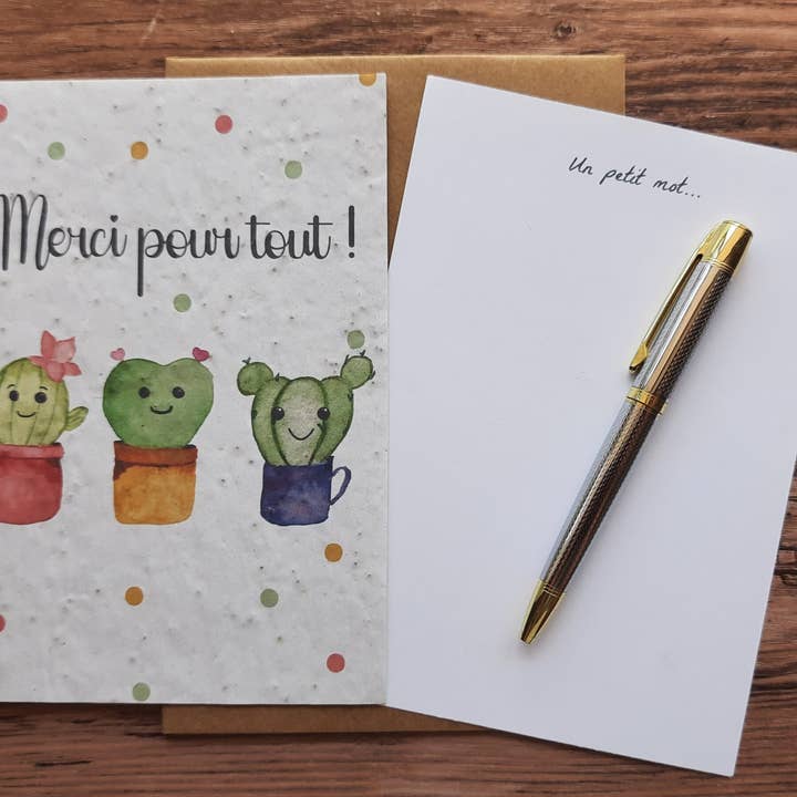 Des Mots Qui Fleurissent - Wholesale Thank You Card - Map to plant - Thanks for everything!
