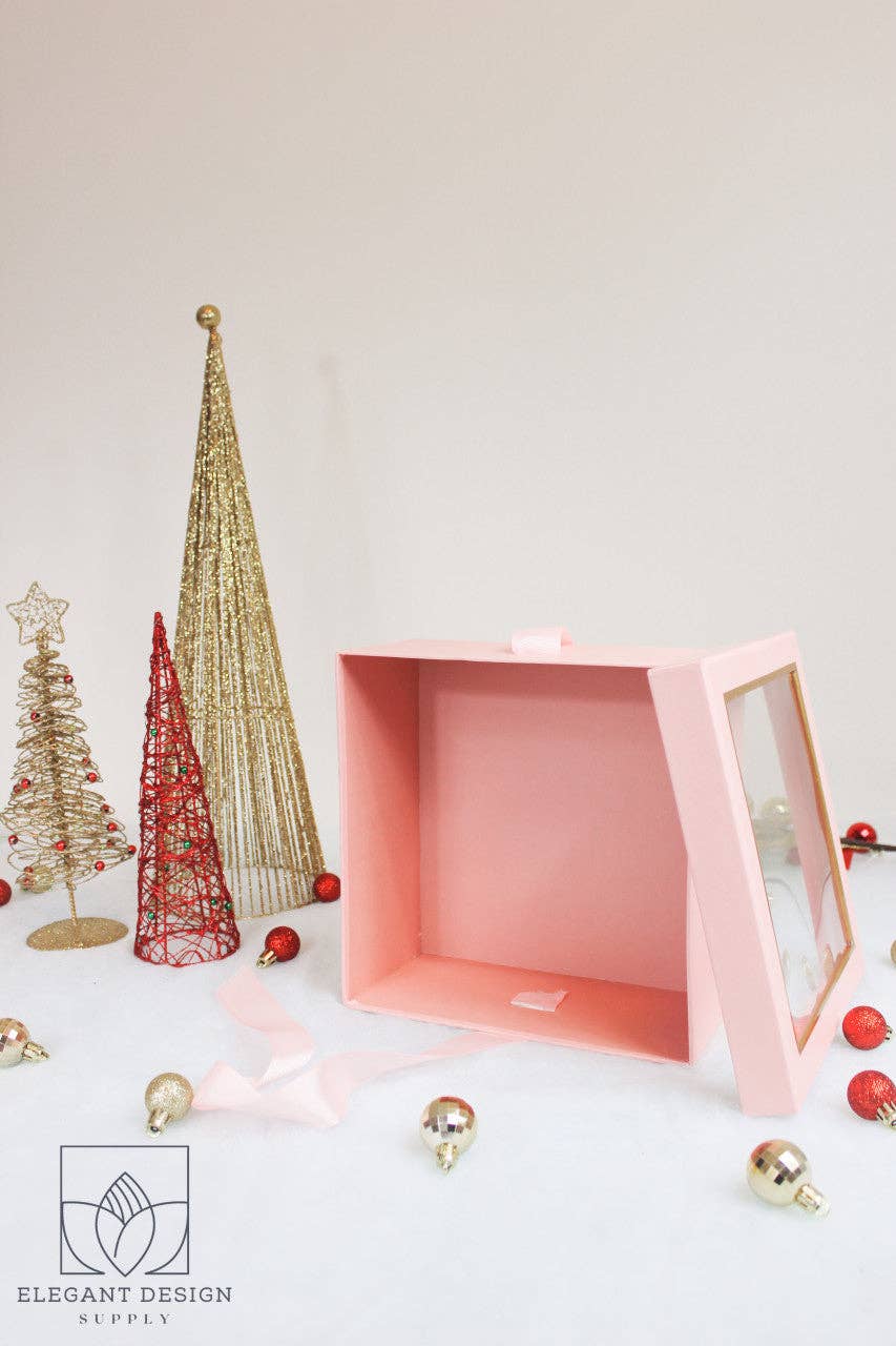 Elegant Design Supply – Caixa de presente por atacado – Caixa de Presente Quadrada com Tampa Transparente e Fita - Várias Cores - Para Arranjos de Flores/ Presentes / Morangos com Chocolate de Luxo17