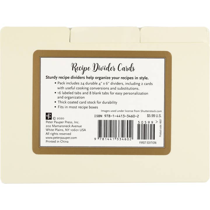 Peter Pauper Press - Wholesale Recipe Card - Recipe Divider Refills2