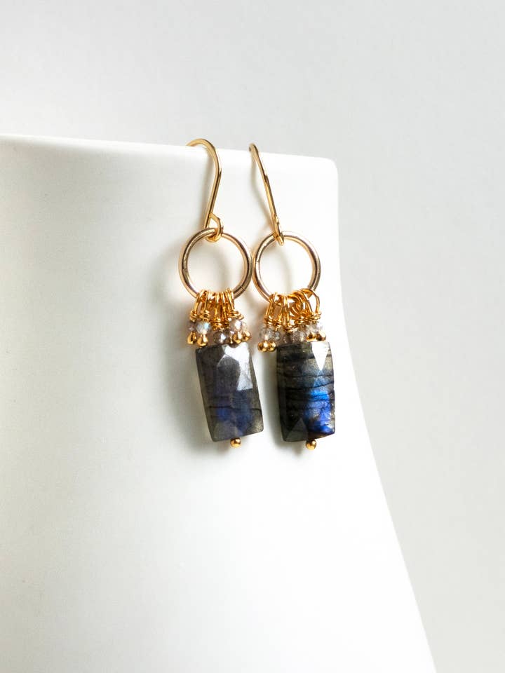 Labradorite Drop Earrings | Gemstone Drop Earrings for wholesale by Laura Stark Designs