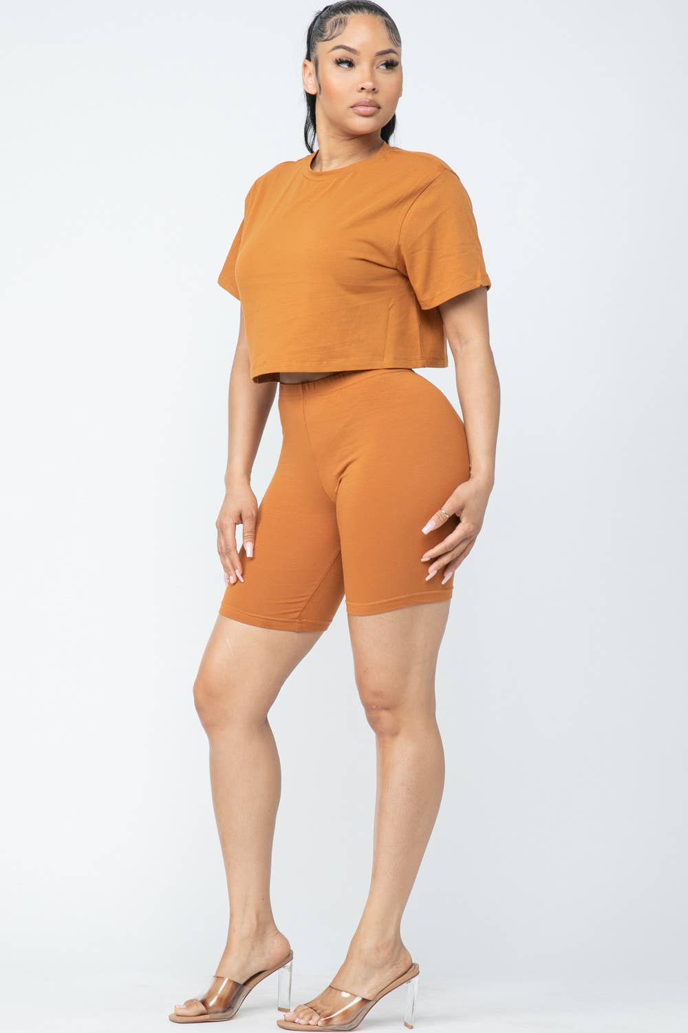 Boswell - Wholesale Top & Short Set (NOT Loungewear) - Women's - Biker Short Set With Short Sleeve Crop10